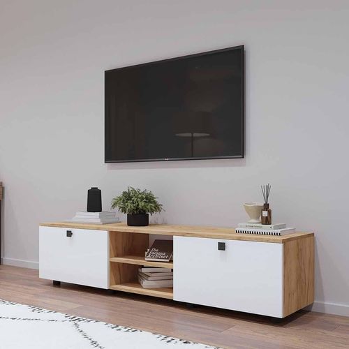 купить Тумба напольная для TV Mobildor-Lux ZEN (220x35x38H cm) Sonoma/Alb в Кишинёве 