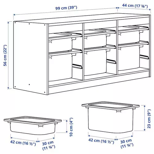 купить Короб для хранения Ikea Trofast 99x44x56 White/Grey в Кишинёве 