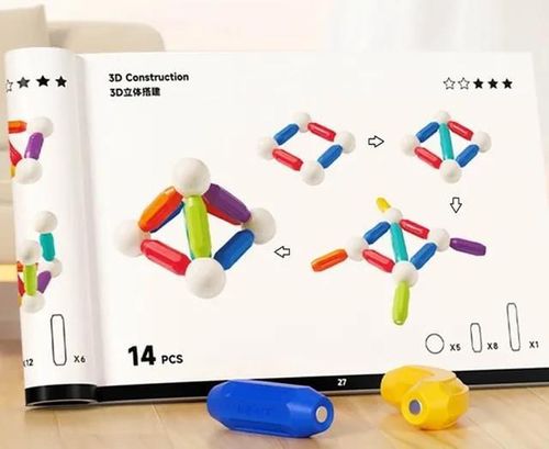 купить Конструктор Mideer MD1169 Set de construcție magnetic Cilindri în culori de curcubeu, 60 buc. в Кишинёве 