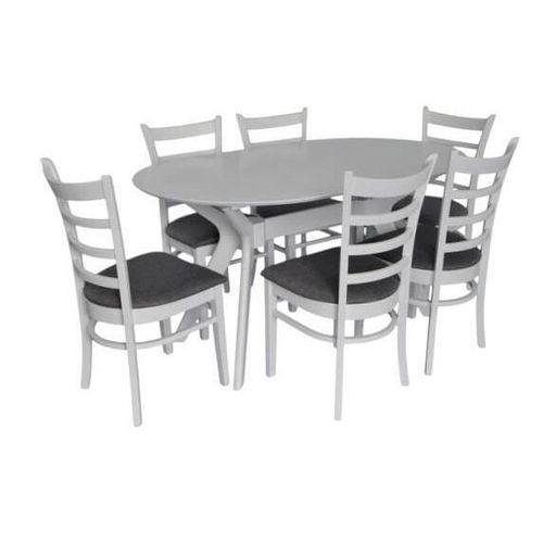 купить Комплект стол и стулья Evelin di Costacurta стол Raffles Oval White + 6 стульев COCO White/NV-10WP Grey в Кишинёве 
