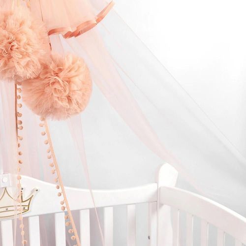купить Кроватка PernaMea Baldachin Premium Pompom Pudra (PM.101301/2) в Кишинёве 