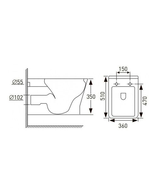 Vas viceu suspendată Volle LEON Rimless 