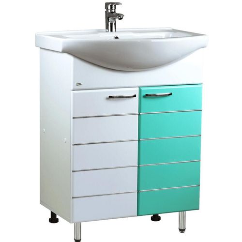купить Шкаф под умывальник Mashtab 11415 Modern cu 2 usi 65cm Alb-Verde в Кишинёве 