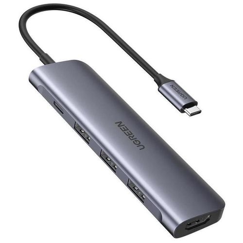 купить USB Hub Ugreen 52093 / USB Type C to HDMI + USB 3.0*3 + PD Power Converter, Black в Кишинёве 