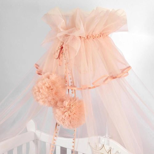 купить Кроватка PernaMea Baldachin Premium Pompom Pudra (PM.101301/2) в Кишинёве 