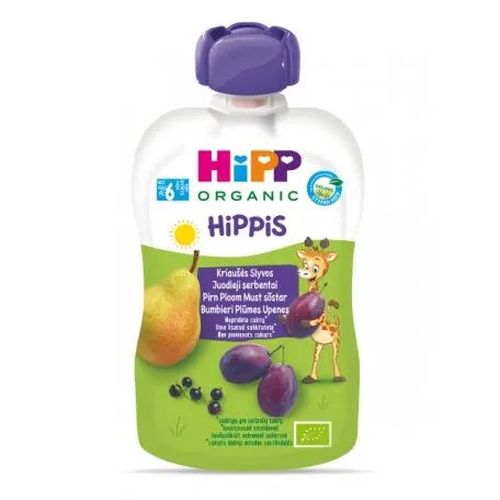 HIPPiS Pere, prune, coacaza neagra (6+ luni) 100 g 