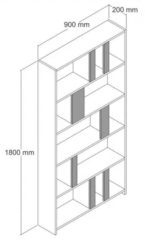 cumpără Raft de birou Trendy Lima, Alb, Nuc 90x180x20cm, raft de carti în Chișinău 
