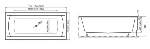 купить Ванна Polimat Ines 170x75 + suport (acryl) в Кишинёве 