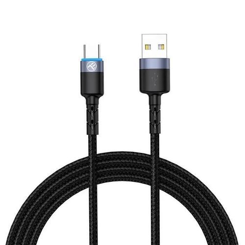 cumpără Cablu telefon mobil Tellur TLL155314 Cable USB - Type-C, cu LED, Nylon, 2m, Black în Chișinău 