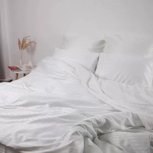 купить Постельное белье Relaxe Home Комплект постельного белья TEP Stripe Satin 200x220 см Pure White в Кишинёве 