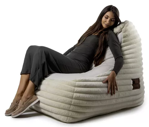 купить Кресло-мешок Because Soft White + Pouf (140x140x100cm) в Кишинёве 
