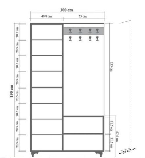 cumpără Mobilă pentru antreu Trendy Inci-220, Stejar Sonoma, 100x190x36cm (GTR005934) în Chișinău 