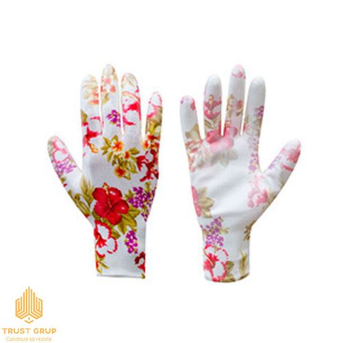 Полиуретановые садовые перчатки (красные цветы) 