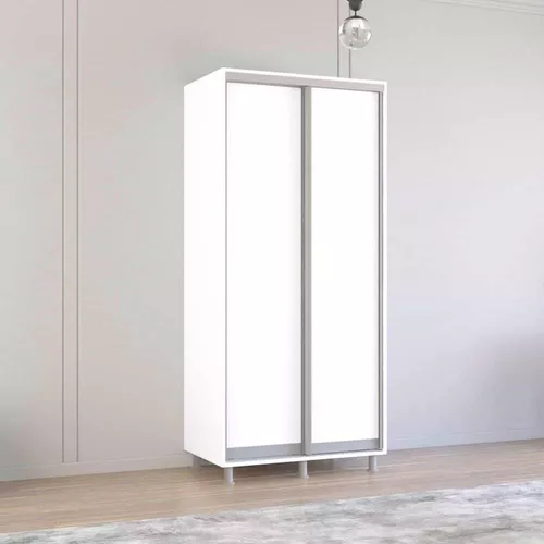 cumpără Dulap Mobildor-Lux Aron-P uși glisante din PAL (100x60x220H cm) Alb Brilliant în Chișinău 