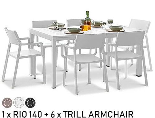 купить Комплект садовой мебели стол Nardi RIO 140 EXTENSIBLE + 6 кресел TRILL ARMCHAIR в Кишинёве 