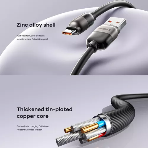 cumpără Cablu telefon mobil Remax RC-C038 66W A-C Black în Chișinău 