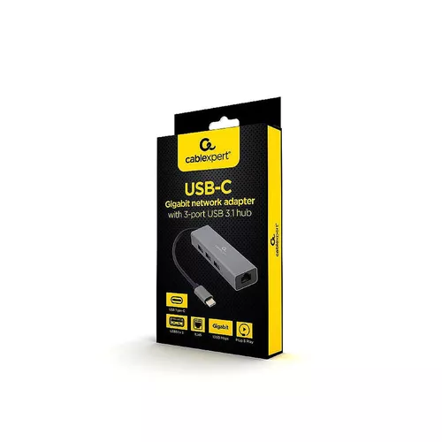 купить Gembird A-CMU3-LAN-01, USB C-type Gigabit network adapter with 3-port USB 3.1 hub в Кишинёве 