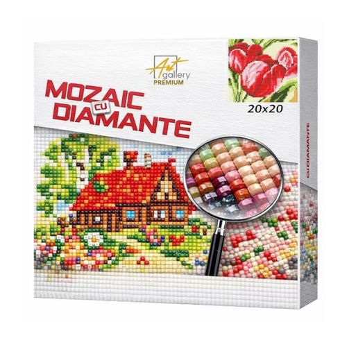 cumpără Tablou pe numere Art Gallery BJ700 Mozaic cu diamante 20x20cm Lalele rosii în Chișinău 