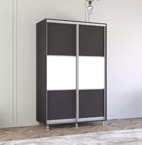 cumpără Dulap Mobildor-Lux Aron-P 1.0m-1.8m uși glisante din PAL orizontal (130x60x230H cm) Anthracite în Chișinău 