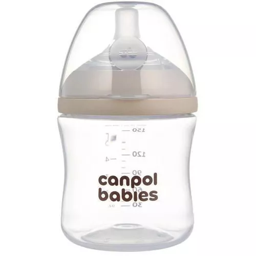 cumpără Cană cu pai Canpol 35/400 Sticlă cu formă naturală și tetină cu două zone, 150 ml în Chișinău 