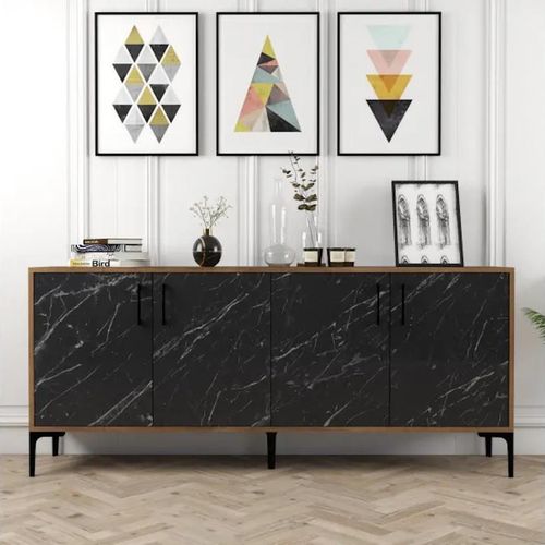 cumpără Casetieră Trendy Kiev, Nuc, Marmura Neagra 180x78x35cm în Chișinău 