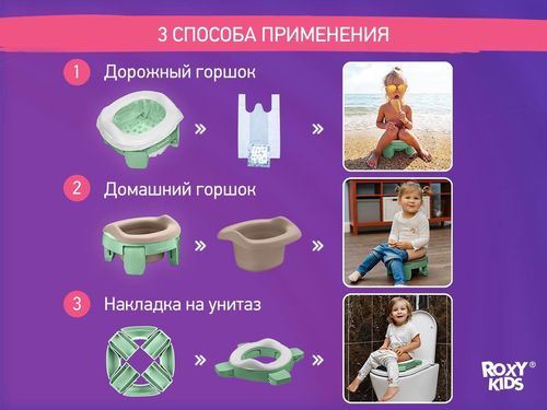 купить Детский горшок Roxy Kids HP-255OB HandyPotty 3в1 оливковый и вкладка бежевая в Кишинёве 