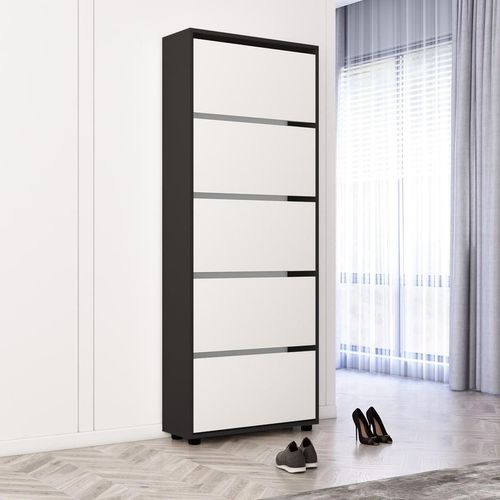 купить Полка для обуви Mobildor-Lux Leo 80x27x203H cm Anthracite/White в Кишинёве 