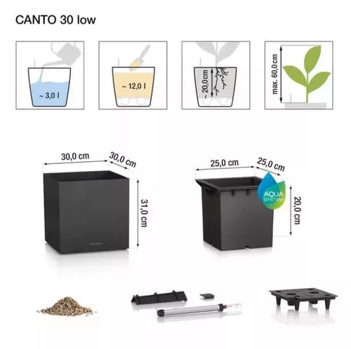 купить Цветочный горшок Lechuza Canto Stone 30 Low, Graphite Black в Кишинёве 
