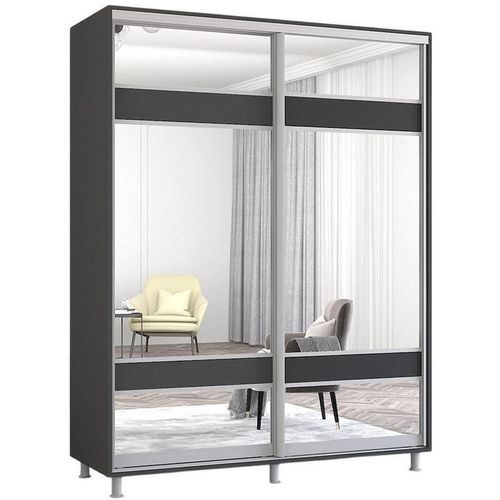 купить Шкаф Mobildor-Lux Aron cu uși glisante cu oglindă zebra (170x60x240H cm) Anthracite в Кишинёве 