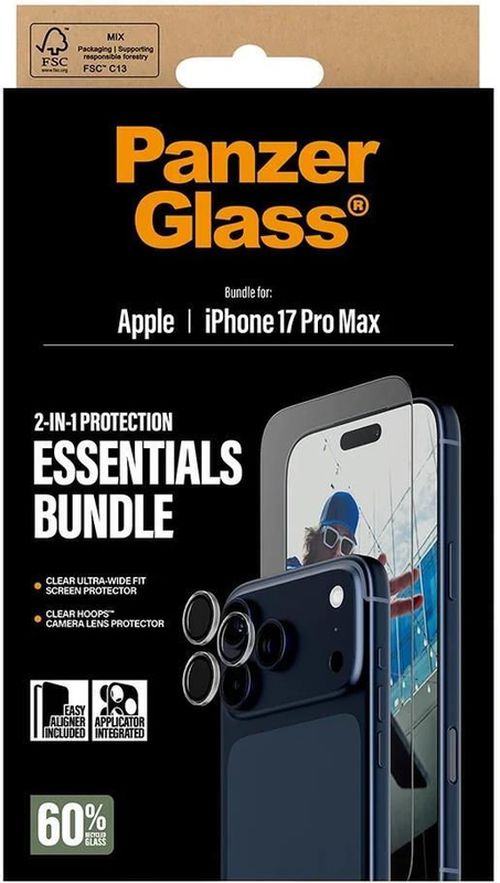 купить Стекло защитное для смартфона PanzerGlass 2-in-1 Essentials Bundle iPhone 17 Pro Max (PG_PG36196) в Кишинёве 
