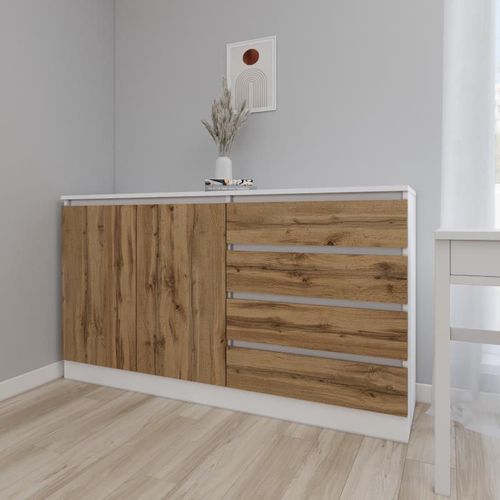 купить Комод Smartex (16112) Т2 160cm Alb+Stejar inchis в Кишинёве 