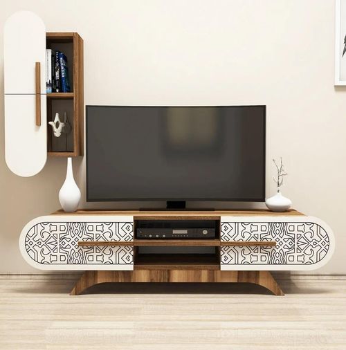 cumpără Comodă TV Trendy Defne, Nuc, Smantana 145x37x35cm în Chișinău 