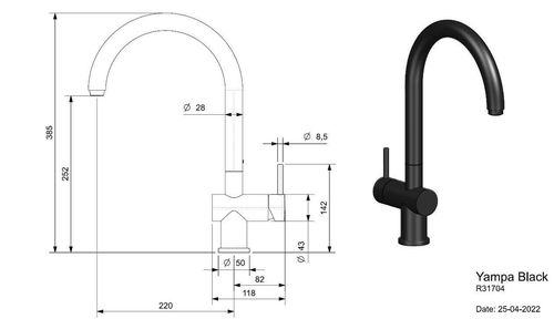 cumpără Bateria bucătărie Reginox R31704 Yampa Black în Chișinău 