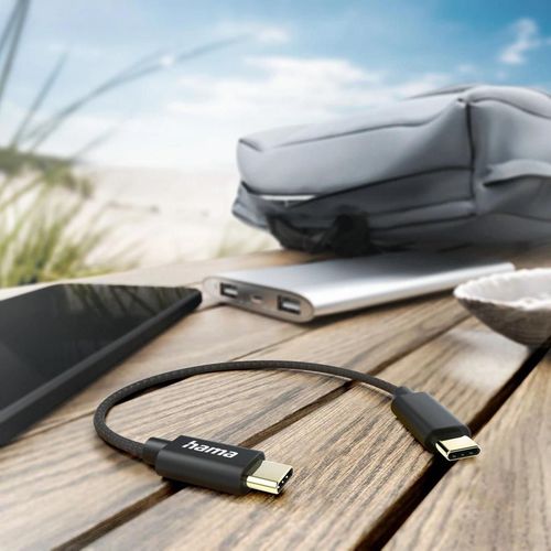 cumpără Cablu telefon mobil Hama 201604 USB-C - USB-C 0.2m nylon black în Chișinău 