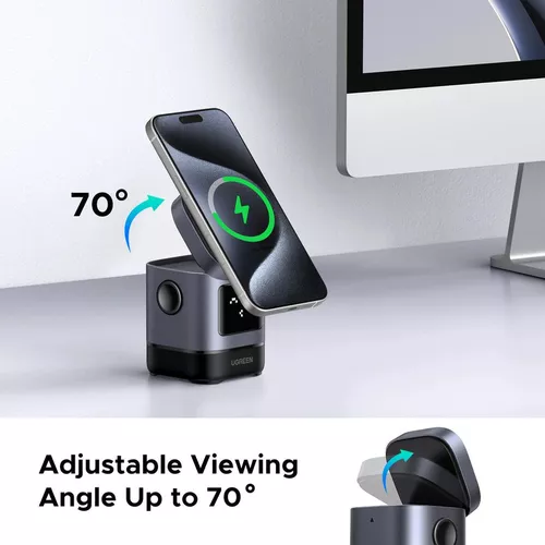 купить Зарядное устройство беспроводное Ugreen 45775 Uno Series 2-in-1 25W QI2, Black в Кишинёве 