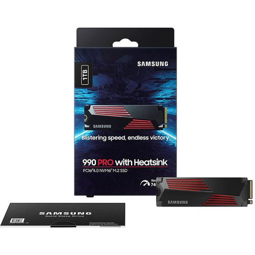 купить Внутрений высокоскоростной накопитель 1TB SSD PCIe 4.0 x4 NVMe 2.0 M.2 Type 2280 Samsung 990 PRO w/ Heatsink MZ-V9P1T0CW, Read 7450MB/s, Write 6900MB/s (solid state drive intern SSD/внутрений высокоскоростной накопитель SSD) в Кишинёве 
