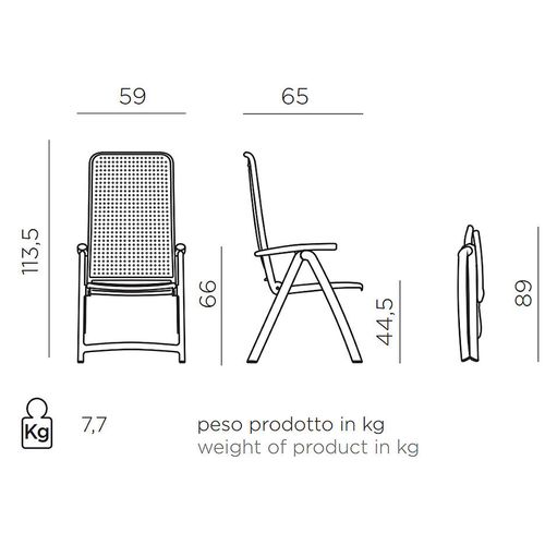купить Кресло складное Nardi DARSENA BIANCO 40316.00.000 (Кресло складное для сада и террасы) в Кишинёве 