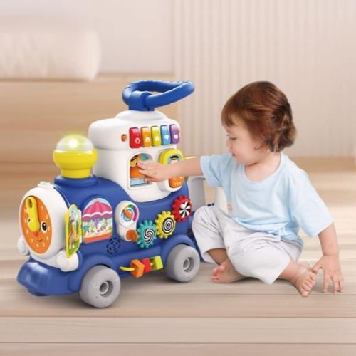 купить Игрушка Hola Toys HE8990B Jucărie de tras 4in1 Trenuț, Albastru в Кишинёве 