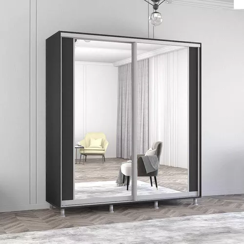cumpără Dulap Mobildor-Lux Aron cu uși glisante cu oglindă vertical (220x60x200H cm) Anthracite în Chișinău 