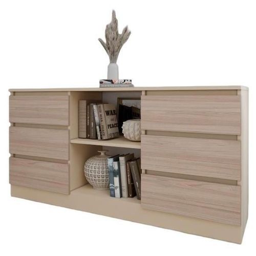 cumpără Comodă Smartex (16149) Т3 140cm Ivory+Stejar Deschis în Chișinău 