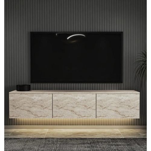 cumpără Comodă TV Trendy Suport TV, Neon Illuminated, Travertin, 160x35x32cm în Chișinău 