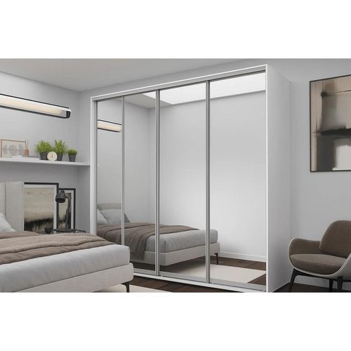 cumpără Dulap Nex Home Dulap cu uși glisante, 300x60x240cm, Oglinda, Alb în Chișinău 