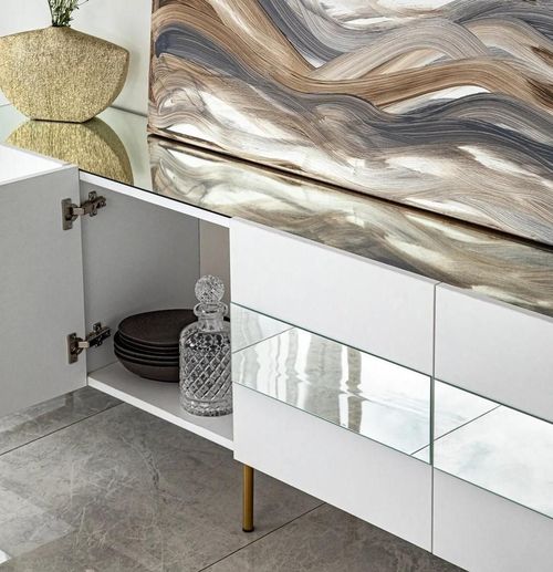 cumpără Comodă TV Trendy Leon, alb, auriu în Chișinău 