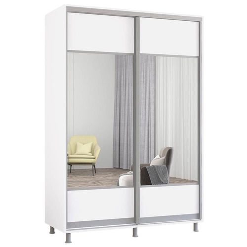 cumpără Dulap Mobildor-Lux Aron-S uși glisante din PAL cu oglindă orizontal (160x60x200H cm) Alb Brilliant în Chișinău 