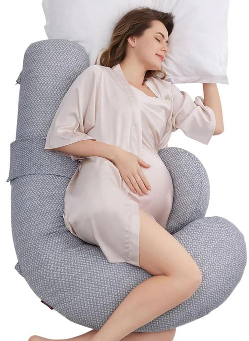купить Подушка для мам Momcozy PP006-GR00NB-C Perna pentru maternitate in forma F Air Layer Grey в Кишинёве 