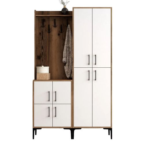cumpără Mobilă pentru antreu Trendy Berlin BA, Nuc, Alb 120x200x35cm (GTR001360) în Chișinău 