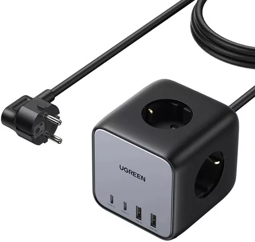 купить Удлинитель электрический Ugreen 60113 DigiNest Cube 65W 3xSoket, 2xUSB-A, 2xUSB-C, GaN, 3680W CD268, 1.8m, Black в Кишинёве 