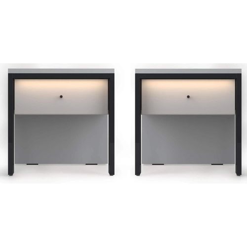 купить Тумбочка Fabrik Home Clay с подсветкой (набор 2шт) Серая мышка в Кишинёве 