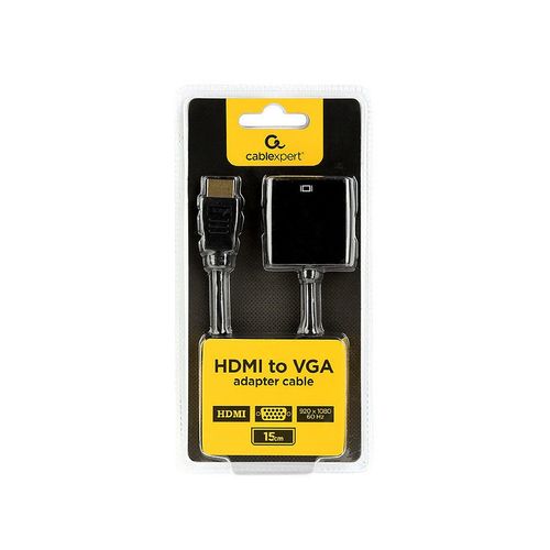 купить Adapter HDMI-VGA Gembird A-HDMI-VGA-04, HDMI to VGA adapter cable, Converts digital HDMI input (19 pin male, v.1.4) into analog VGA output (DB15 female) в Кишинёве 