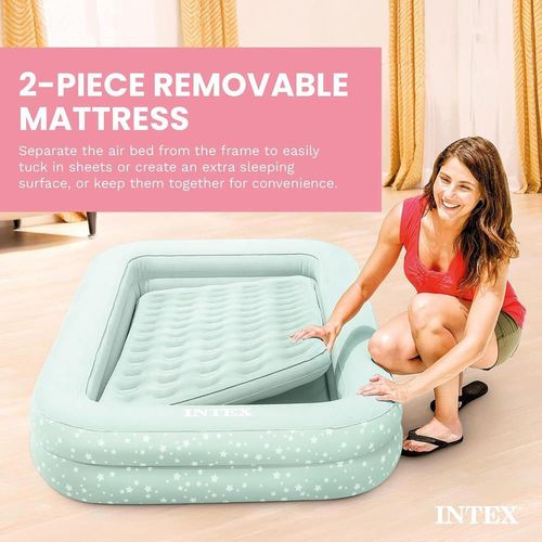 cumpără Saltea gonflabilă Intex (66810) Kidz Travel cu margini laterale, 168x107x25cm, 3-6ani, Verde în Chișinău 